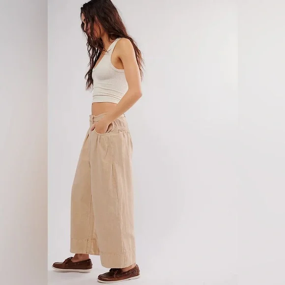 FREE PEOPLE Sweet Talk Chino Pants in Croissant Tan Size 6 - Picture 12 of 12
